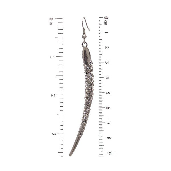 KEIKO Silver tone Crystal Hook Earrings
