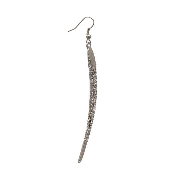 KEIKO Silver tone Crystal Hook Earrings