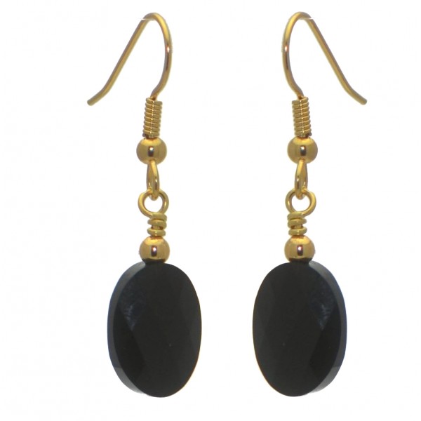 L'OVALE Gold Plated Jet Crystal Hook Earrings