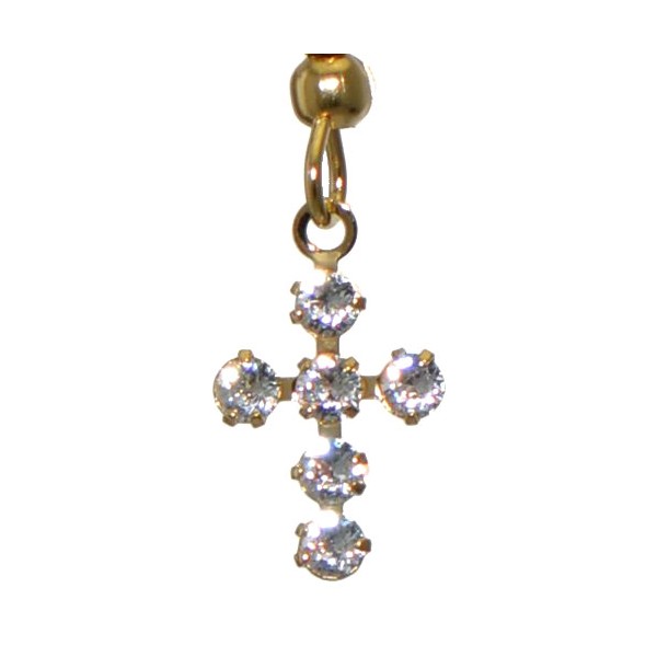 LA CROIX Gold Plated Clear Crystal Cross Hook Earrings