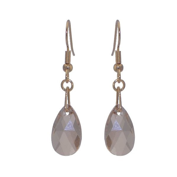 LA POIRE Gold Plated Golden Shadow Crystal Hook Earrings
