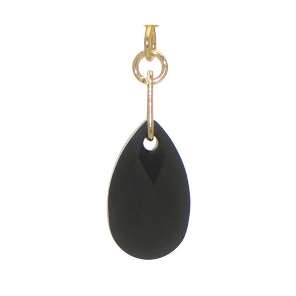 LA POIRE Gold Plated Jet Crystal Hook Earrings
