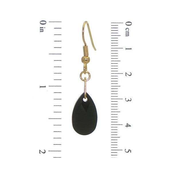 LA POIRE Gold Plated Jet Crystal Hook Earrings