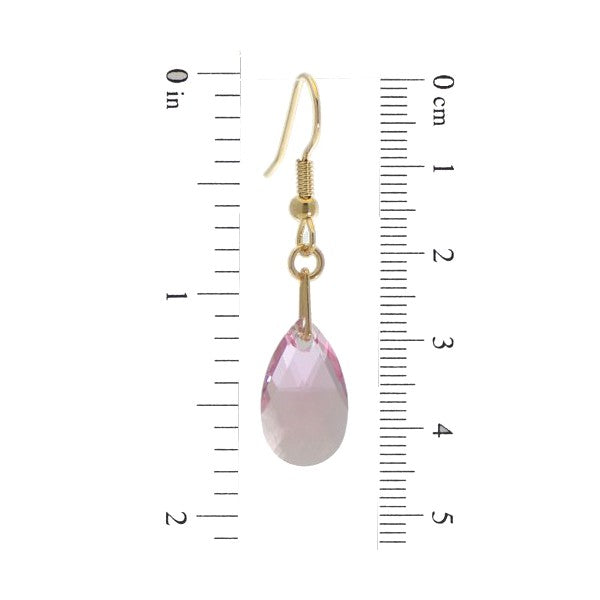 LA POIRE Gold Plated Light Rose Crystal Hook Earrings