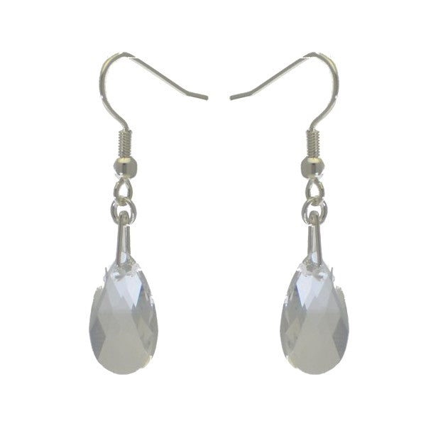 LA POIRE Silver Plated Clear Crystal Hook Earrings
