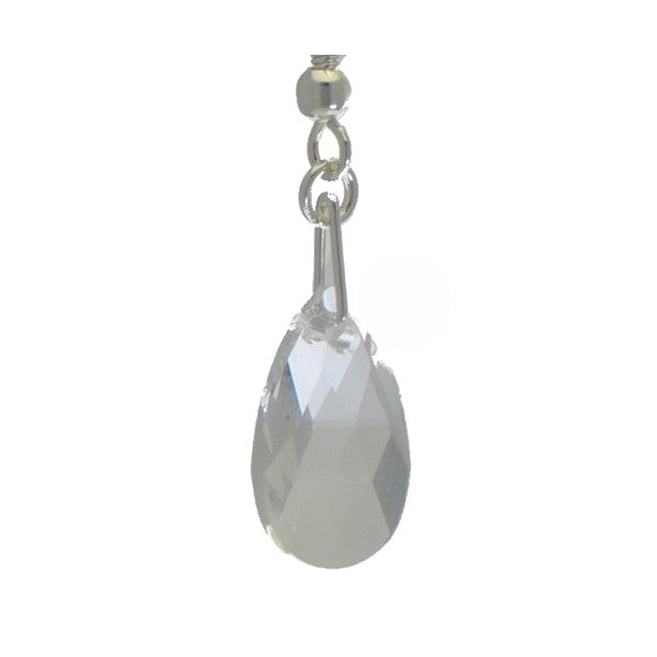 LA POIRE Silver Plated Clear Crystal Hook Earrings