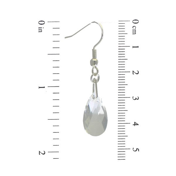 LA POIRE Silver Plated Clear Crystal Hook Earrings