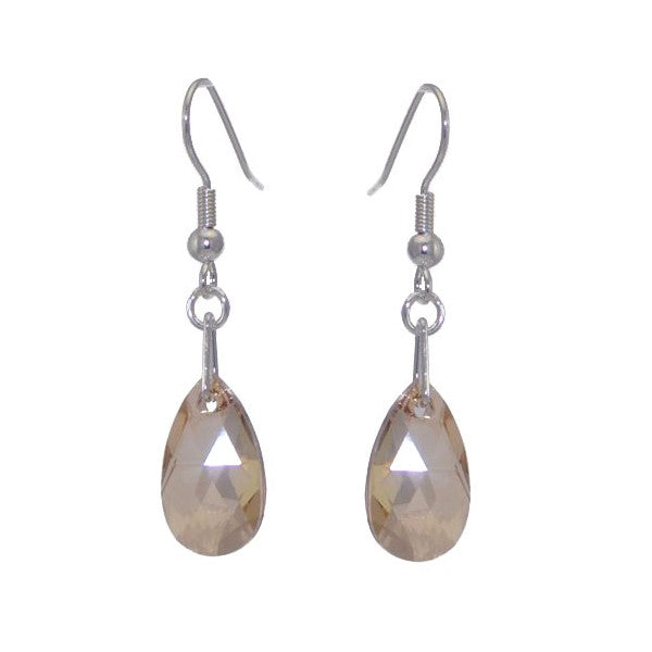 LA POIRE Silver Plated Golden Shadow Crystal Hook Earrings