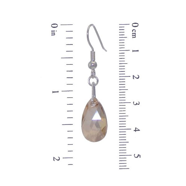 LA POIRE Silver Plated Golden Shadow Crystal Hook Earrings
