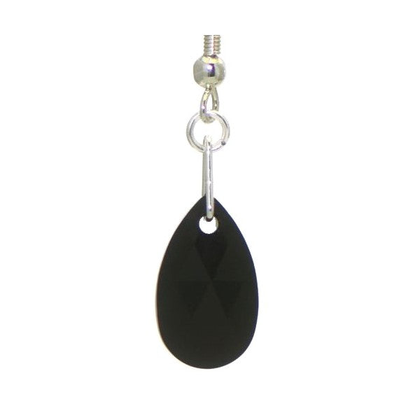 LA POIRE Silver Plated Jet Crystal Hook Earrings