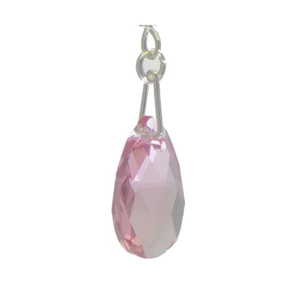 LA POIRE Silver Plated Light Rose Crystal Hook Earrings