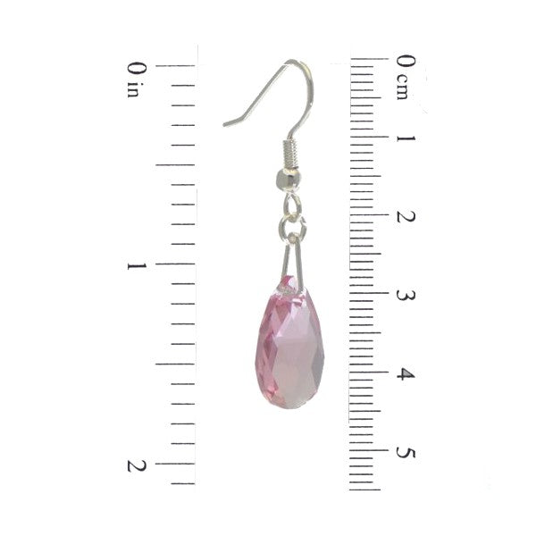 LA POIRE Silver Plated Light Rose Crystal Hook Earrings