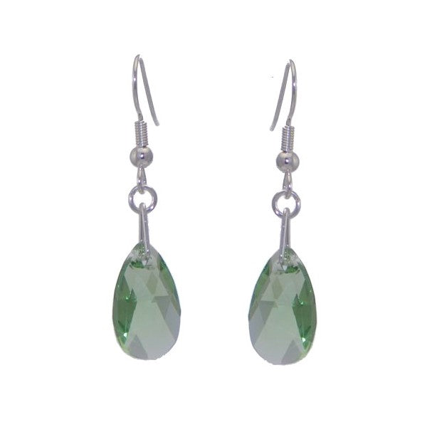 LA POIRE Silver Plated Peridot Crystal Hook Earrings