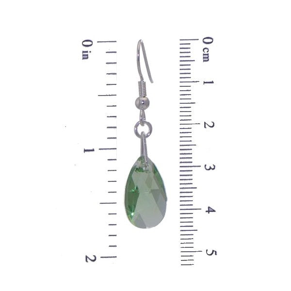 LA POIRE Silver Plated Peridot Crystal Hook Earrings
