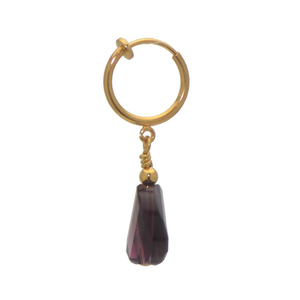 LE TWIST CERCEAU Gold Plated Amethyst Crystal Clip On Earrings