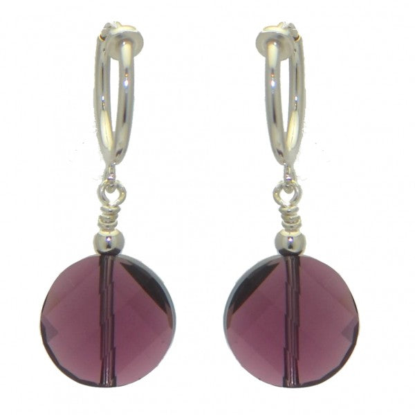 LE TWIST CERCEAU Silver Plated Amethyst Crystal Clip On Earrings