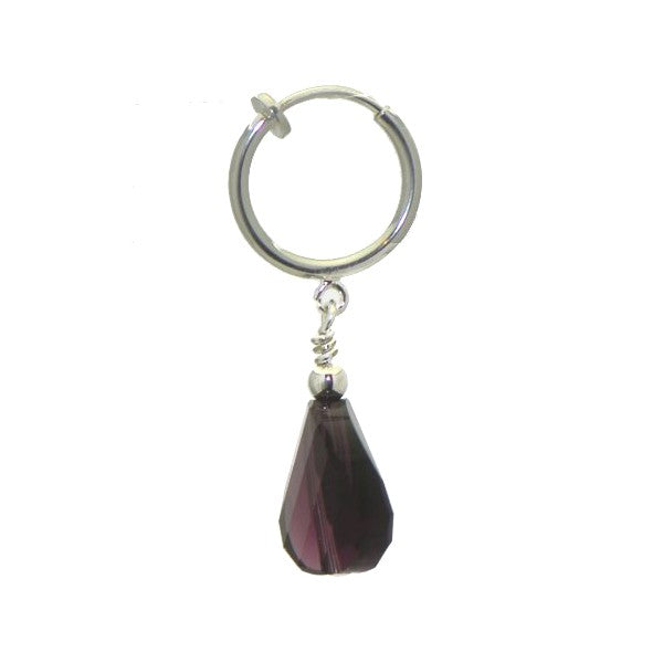 LE TWIST CERCEAU Silver Plated Amethyst Crystal Clip On Earrings