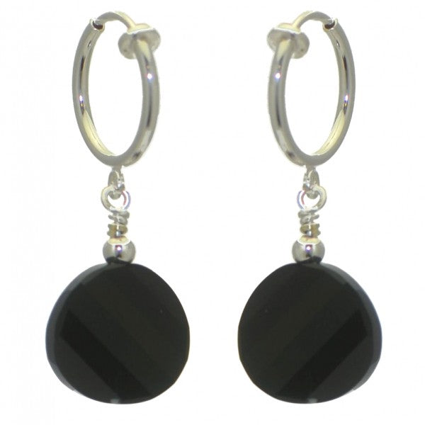 LE TWIST CERCEAU Silver Plated Jet Crystal Clip On Earrings