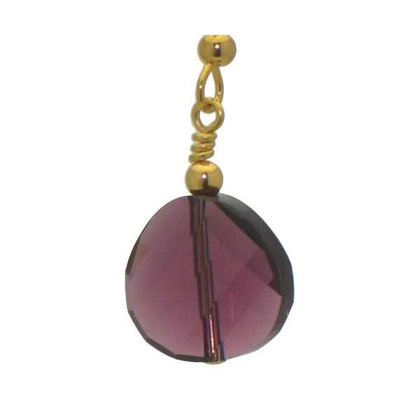 LE TWIST Gold Plated Amethyst Crystal Hook Earrings