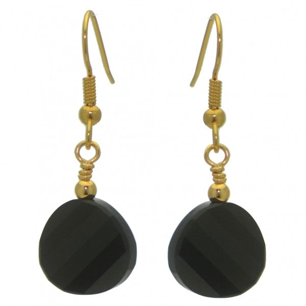 LE TWIST Gold Plated Jet Crystal Hook Earrings