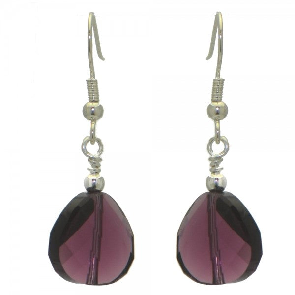 LE TWIST Silver Plated Amethyst Crystal Hook Earrings