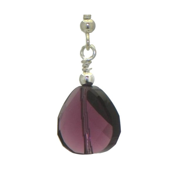 LE TWIST Silver Plated Amethyst Crystal Hook Earrings