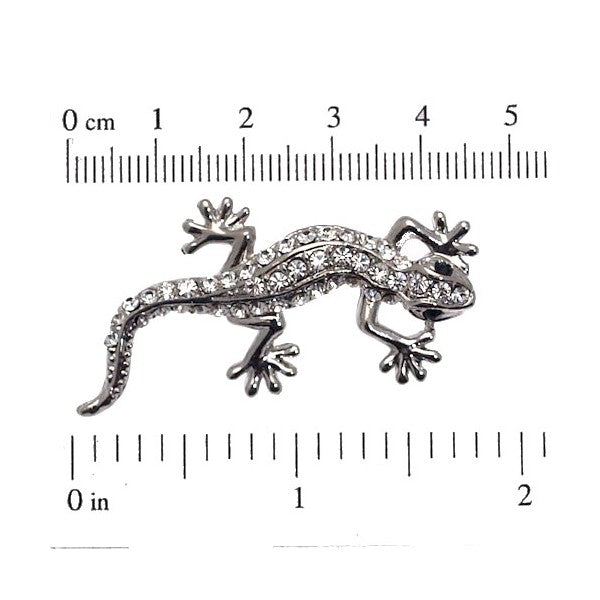 LENNIE Silver tone Crystal Lizard Brooch