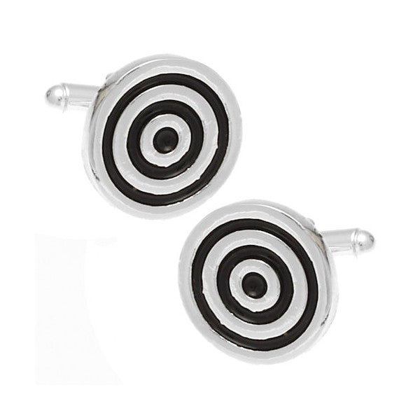 Les Silver tone Black Cuff Links