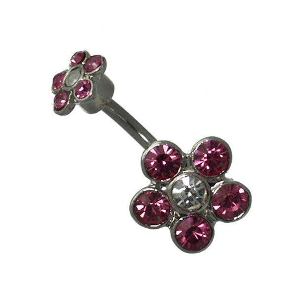 Marianelle Pink Crystal Surgical Steel Belly Bar