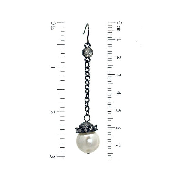 Marvella Hematite Crystal faux Pearl Hook Earrings
