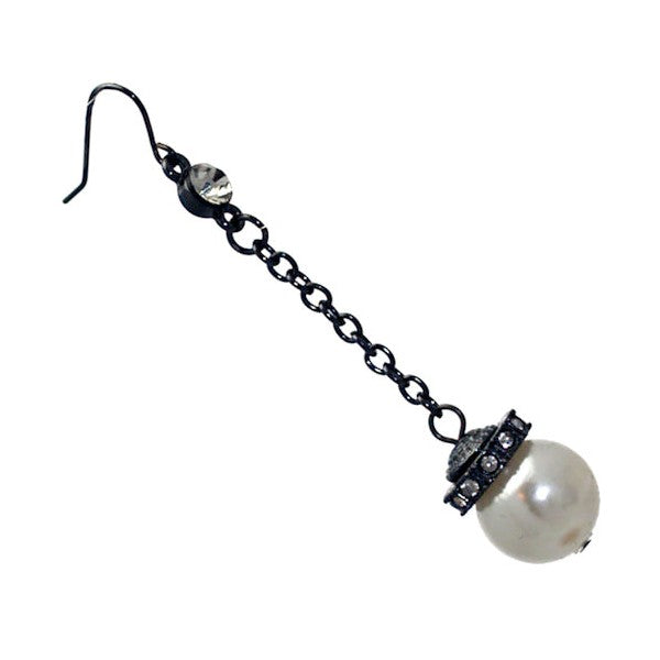 Marvella Hematite Crystal faux Pearl Hook Earrings