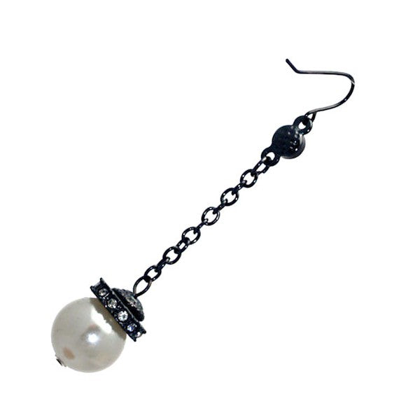 Marvella Hematite Crystal faux Pearl Hook Earrings