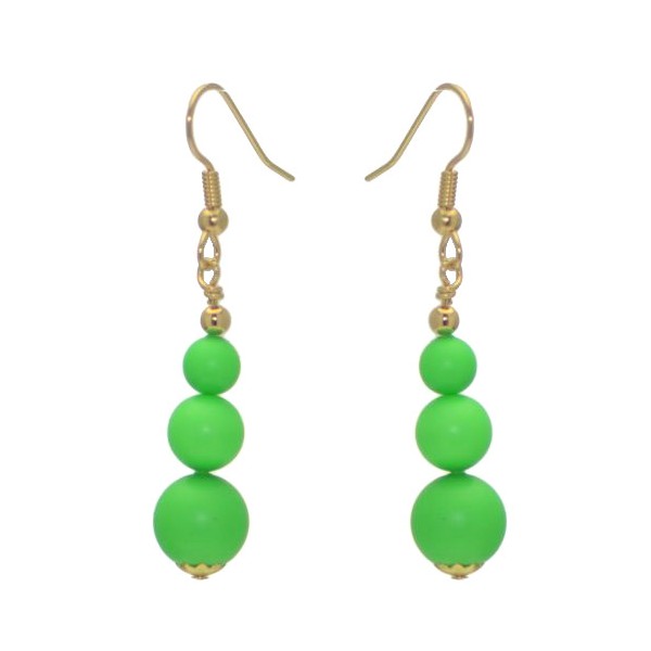 NEON GREEN Gold Plated Crystal Hook Earrings