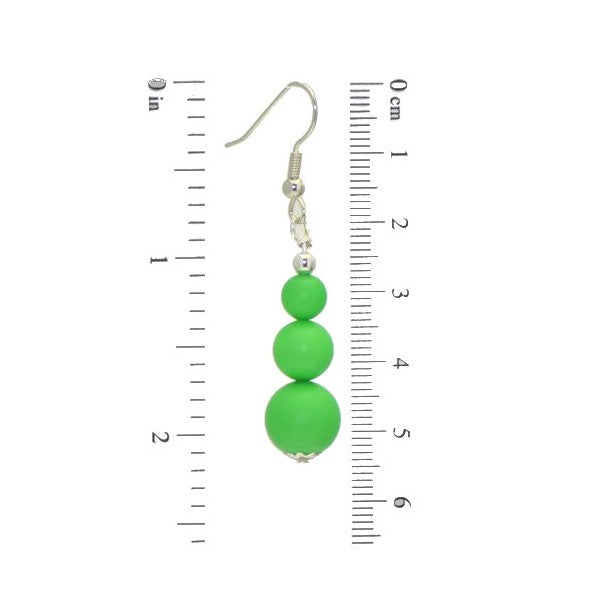 NEON GREEN Silver Plated Crystal Pearl Hook Earrings