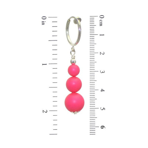 NEON PINK CERCEAU Silver Plated Clip On Earrings