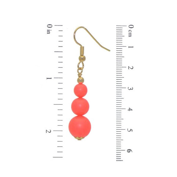 NEON RED Gold Plated Crystal Pearl Hook Earrings