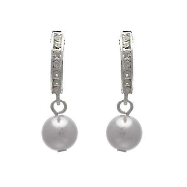 Noelia Silver tone Crystal faux Pearl Post Earrings
