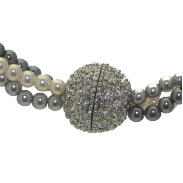 NYX Grey and White triple Strand Magnetic clasp Choker Necklace by Rodney