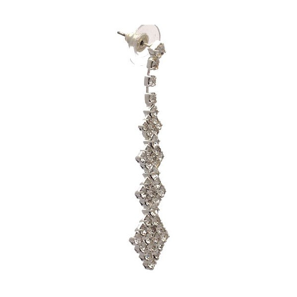 OLGA Silver tone Crystal Post Earrings
