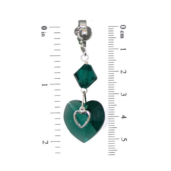 PASSION Silver Plated Emerald Crystal Clip On Earrings