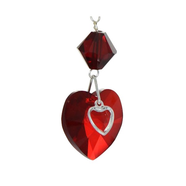 PASSION Silver Plated Siam Crystal Heart Hook Earrings