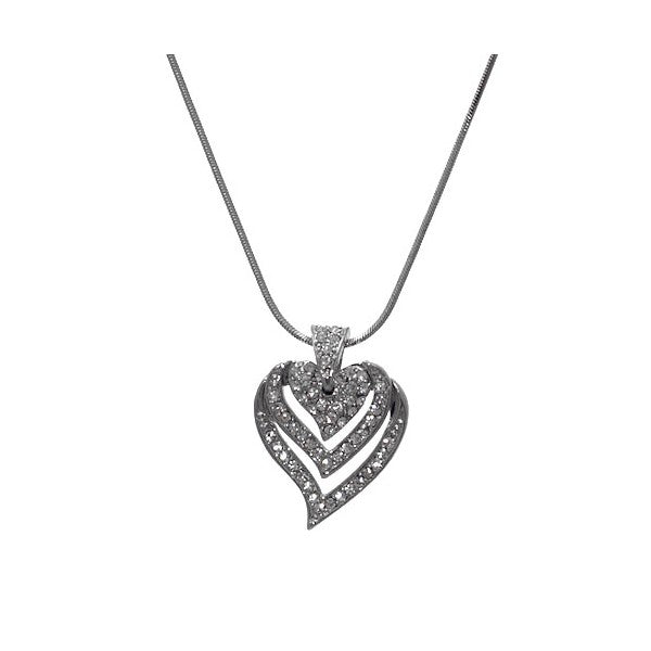 Passion Silver tone Crystal Heart Necklace