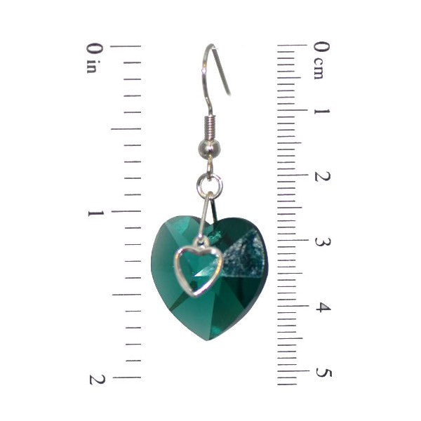 PASSIONATE Silver Plated Emerald Crystal Hook Earrings
