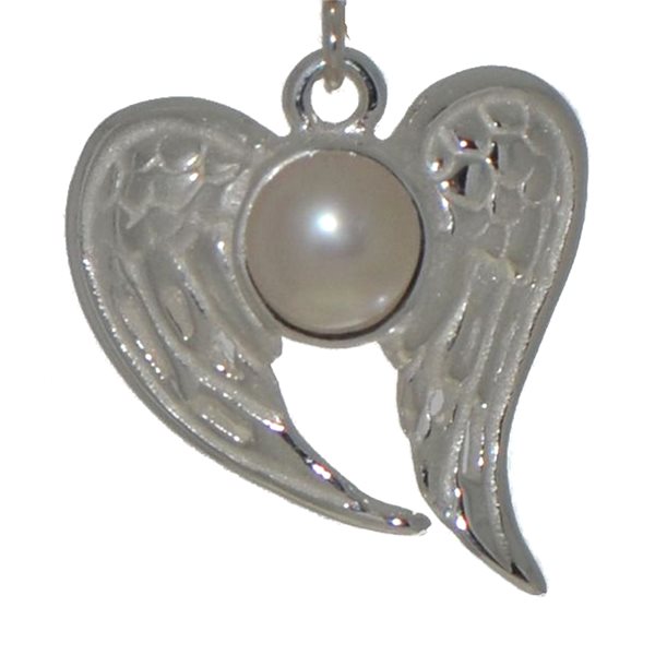 PEARL ANGEL silver plated freshwater pearl angel wings hook earrings by VIZ