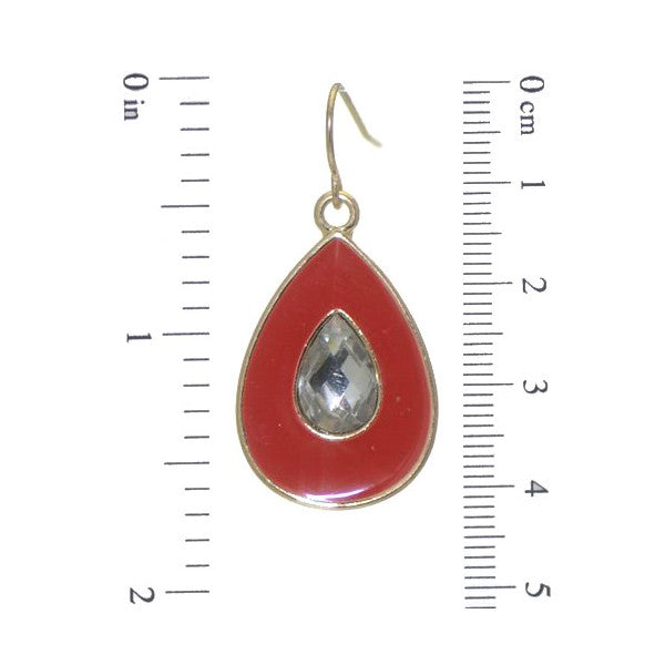 PLUNKSNA Gold tone Red Crystal Hook Earrings