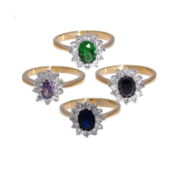 Princess Lge Gold Rhodium Plated Amethyst CZ Dress Ring sz N