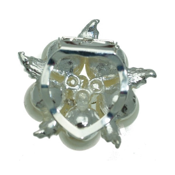 Prunus Silver tone Crystal faux Pearl Scarf Clip