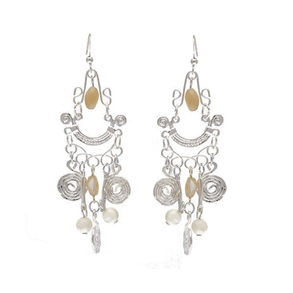 Purity Silver tone White Hook Earrings