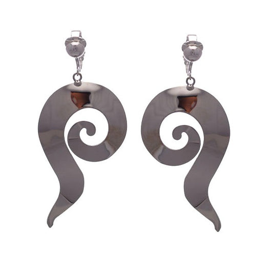 QUE Silver plated Swirl Clip On Earrings