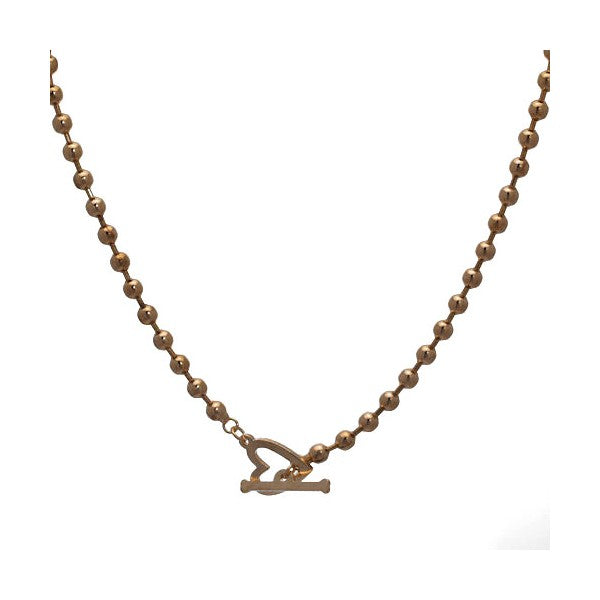 Reia Gold tone T-Bar Heart Necklace